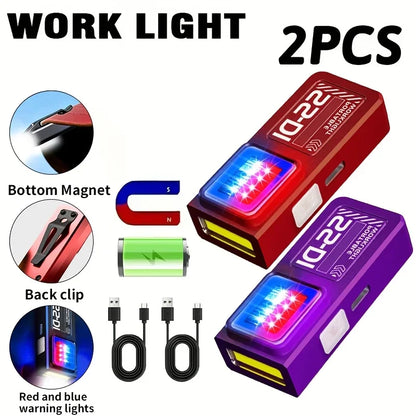 Mini LED Work Light USB Rechargeable COB Flashlight Magnetic Torch EDC