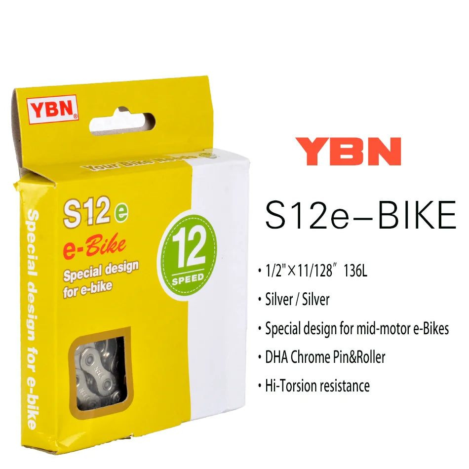 E-Bike Chain YBN 8/9/10/11/12 Speed for Bosch Shimano Mid-Motor Systems