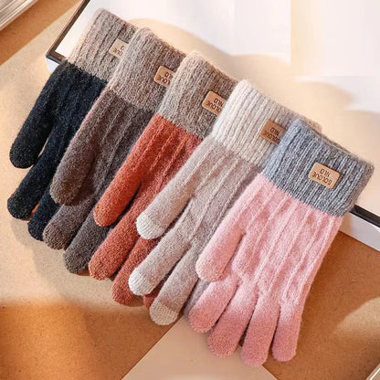Touch Screen Gloves Winter Warm Knit Mittens Full Finger Wool for Men Women