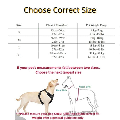 No Pull Dog Harness Adjustable Reflective Padded Handle for Large Dogs