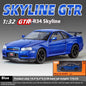 1:32 Nissan GTR R34 Skyline Supercar Alloy Metal Diecast Car Model Sound & Light Collection of Hobby Models Trendy Ornament Gift