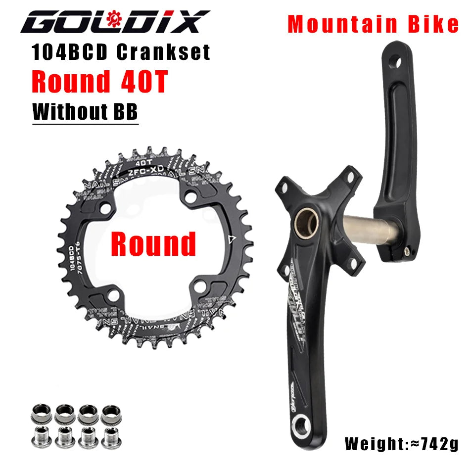 GOLDIX MTB Crankset 104BCD 170mm w/ 32T–38T Chainring & Bottom Bracket