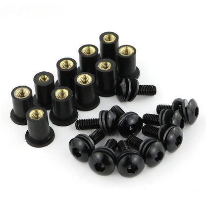 10Pcs Rubber Well Nuts M5 Metric Bolts for Motorcycle Windscreen Fairing