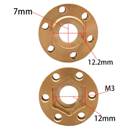12mm Brass Wheel Weights | Hex Hub Adapter for 1/10 RC SCX10 TRX4 1.9" Rims