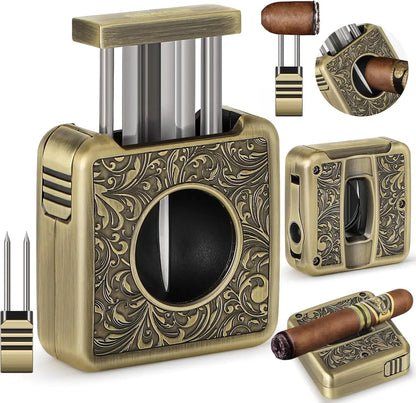 Cigar Punch Holder Cutter 4 in 1 Stainless Steel Portable Tool for 60 Ring Gauge