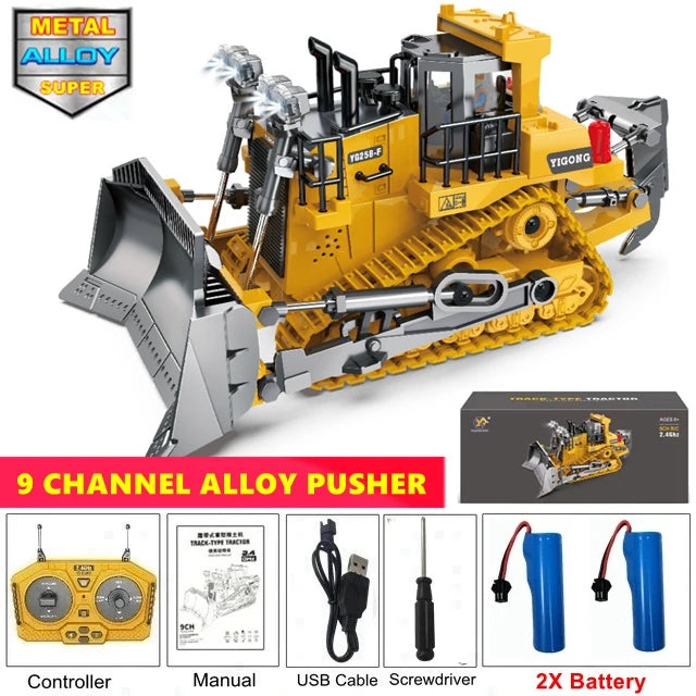 4WD RC Remote Control Excavator Truck Crawler Bulldozer Toy Vehicle