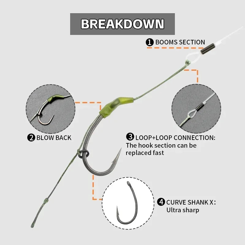 Carp Ready-Tied Slip-D Hair Rig with Boilie Hook - EXPROTAS
