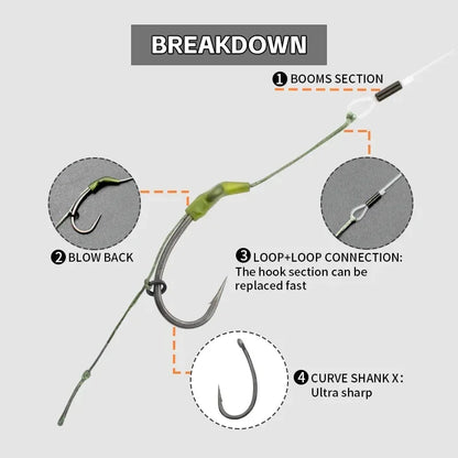 Carp Ready-Tied Slip-D Hair Rig with Boilie Hook - EXPROTAS