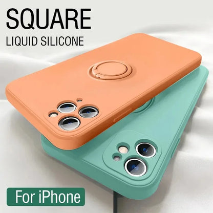 Magnetic Ring Silicone Phone Case for iPhone 11-17 Pro Max Plus Mini XR