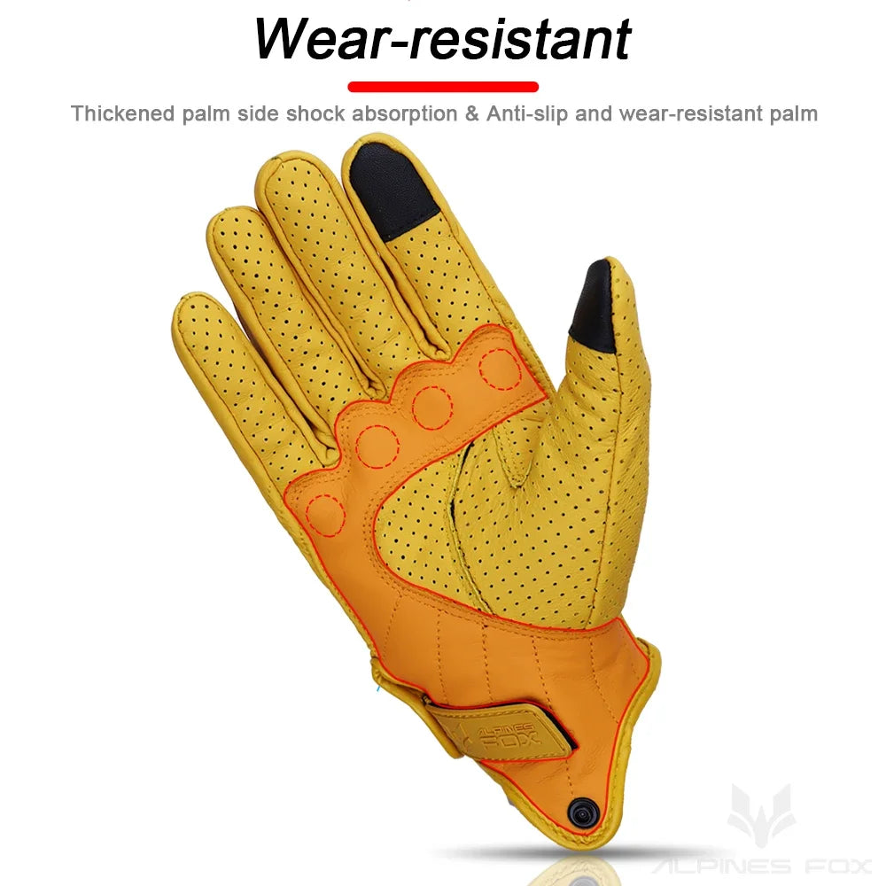 Vintage Goatskin Motorcycle Gloves Men Retro Leather Summer Riding M–XXL