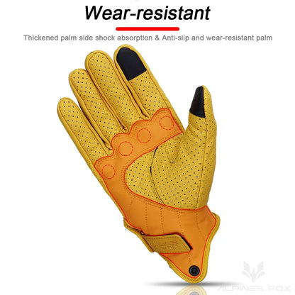 Vintage Goatskin Motorcycle Gloves Men Retro Leather Summer Riding M–XXL