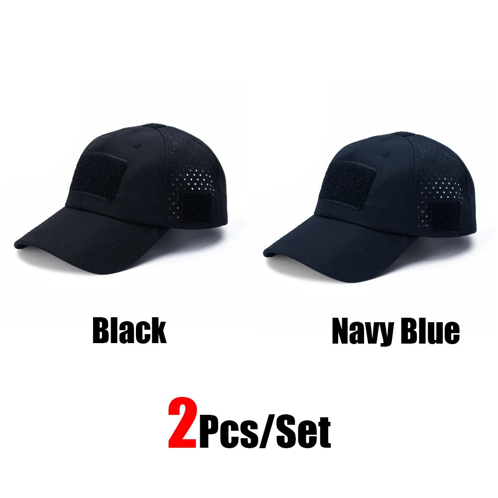 2Pcs Camouflage Baseball Cap Breathable Sun Hat Outdoor Hunting Fishing