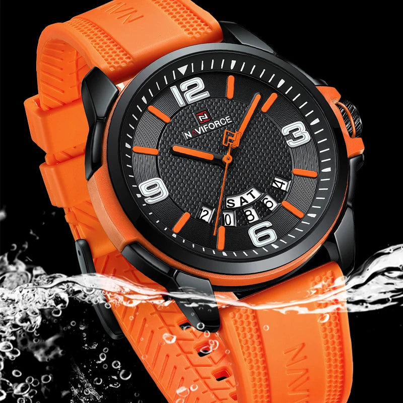 NAVIFORCE Creative TPU Strap Male Wristwatch Fashion Sports 3ATM Waterproof Quartz Day and Date Display Men Watches Reloj Hombre-EXPROTAS
