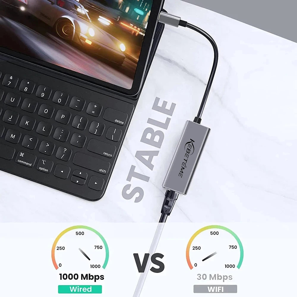 USB Ethernet Adapter 1000Mbps RJ45 Network Card for PC MacBook