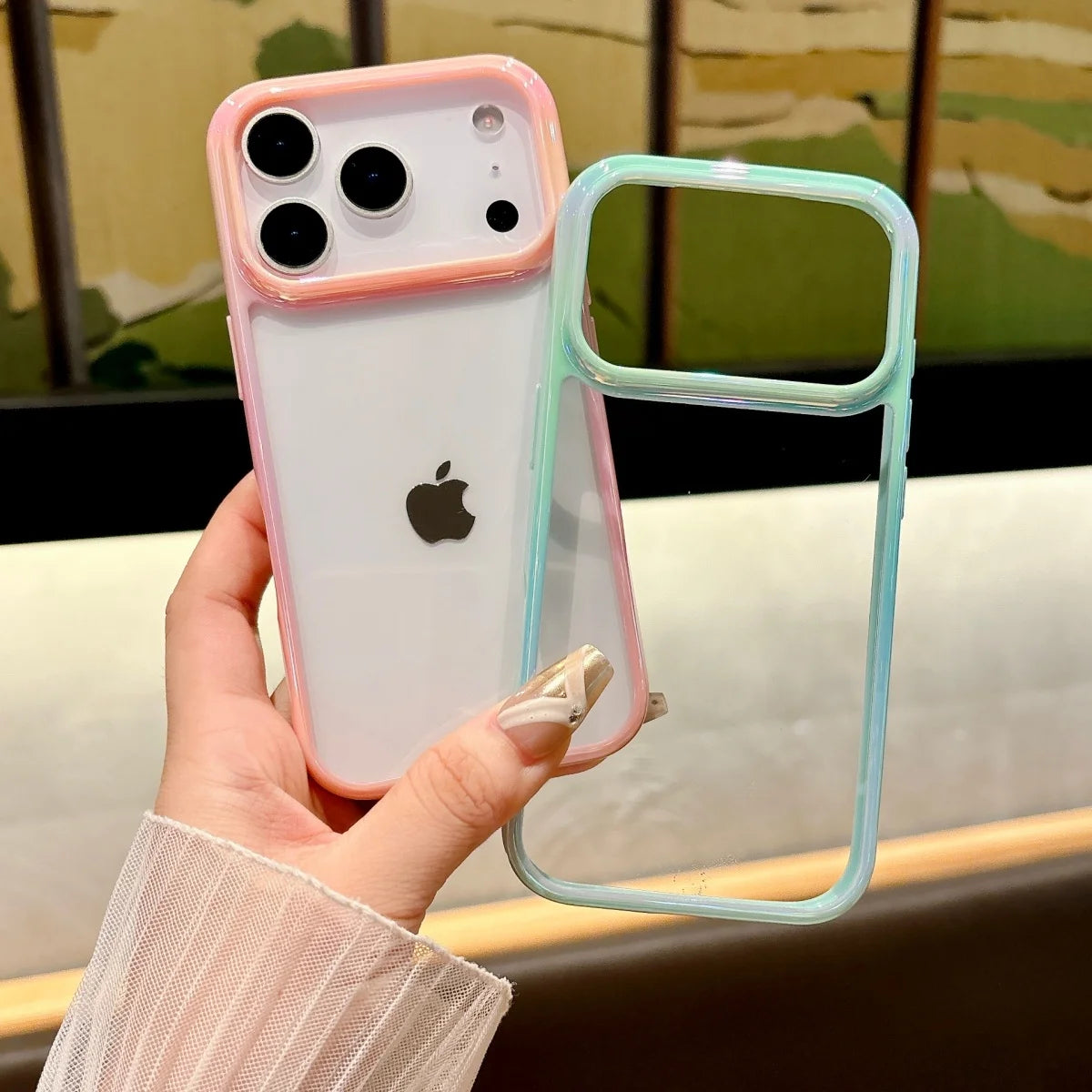 Gradient Candy Clear Case for iPhone 12-17 Air Pro Max Plus Camera Cover