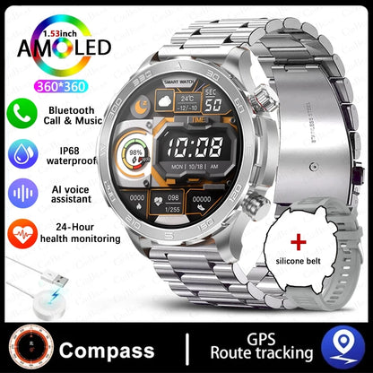 2024 New For Huawei Xiaomi GPS Sports Smartwatch Men NFC Compass Fitness Tracker IP68 Waterproof Bluetooth Call Smartwatch Man-EXPROTAS