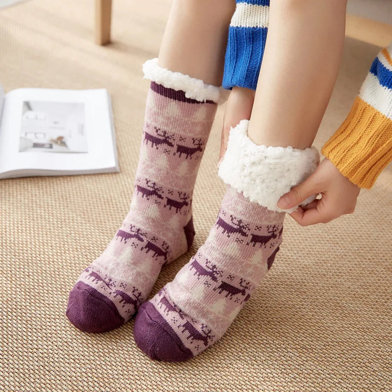 Winter Warm Fuzzy Fluffy Socks Non Slip Cozy Slipper Christmas Gift