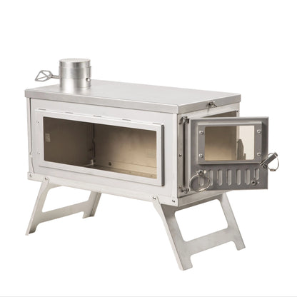 Hot Tent Stove Glass Side Window with Chimney Cap Camping Accessories Equipment