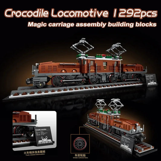 Creative Expert Crocodile Locomotive Building Blocks Trains Tracks Car Model Compatible 10277 Bricks Toys For Children Gifts-EXPROTAS