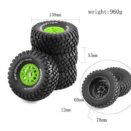 4pcs 1/8 1/7 RC Short Course Truck Tires Wheels All Terrain for UDR Mojave