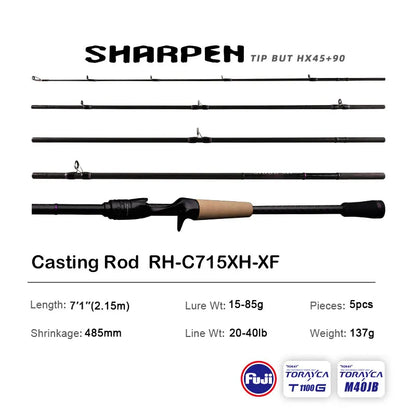PURELURE SHARPEN Travel Rod XF/MF Action Spinning Casting Rod w/ FUJI Parts