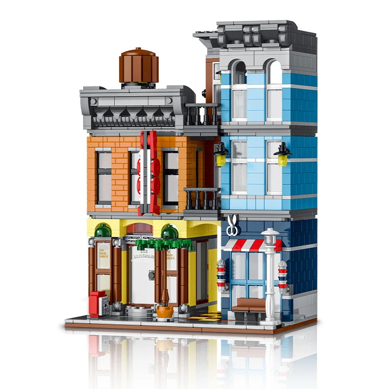1178pcs Street View Building Blocks Pizza Shop Modular Architecture Sets MOC Detective Agency Boys Toys for Children Gifts 20104-EXPROTAS