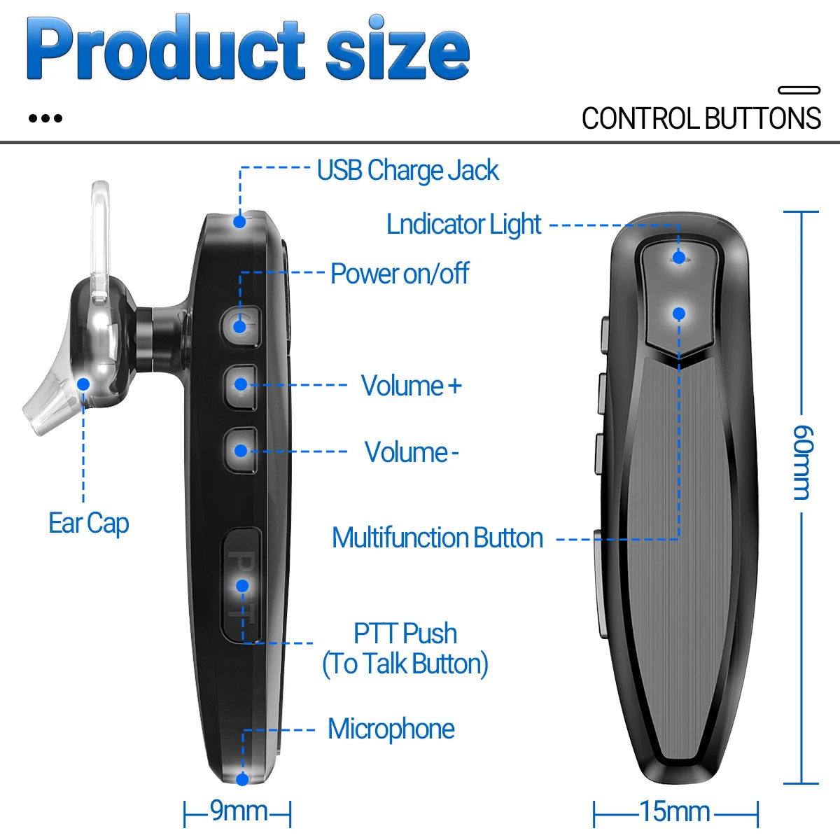 Baofeng Walkie Talkie Wireless Bluetooth PTT Headset Earpiece Hands-free K Plug For Kenwood UV-5R BF-888S Quansheng UV K5 (8)-EXPROTAS