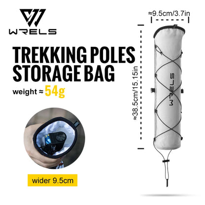 WRELS Lightweight External Hiking Pole Storage Bag Fish Bone Pocket Lightweight Opening Tightening Buggy Bag Trekking Poles Bag