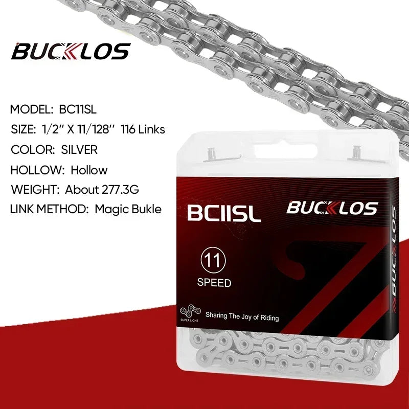 BUCKLOS 8-12 Speed Bike Chain MTB Road Bicycle Chain 116L Shimano SRAM