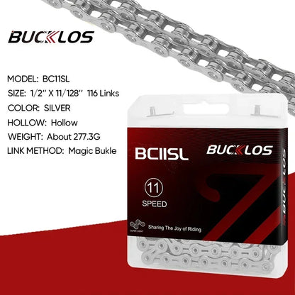 BUCKLOS 8-12 Speed Bike Chain MTB Road Bicycle Chain 116L Shimano SRAM