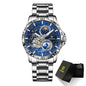 GLENAW Rotating Earth Double Second Hand WristWatch Men Automatic Mechanical Watch Starry Sky Stainless Steel Leather Watchband-EXPROTAS