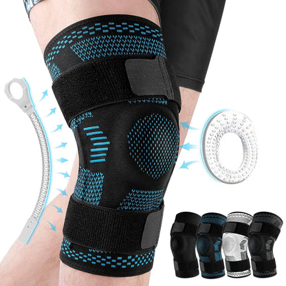 Sports Knee Brace Compression Sleeve with Patella Gel Pad & Side Stabilizers