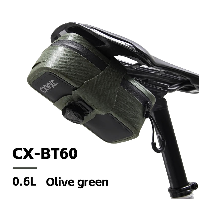 Waterproof Bike Saddle Bag CXWXC 0.6L TPU Hard Shell BOA Tail Pouch