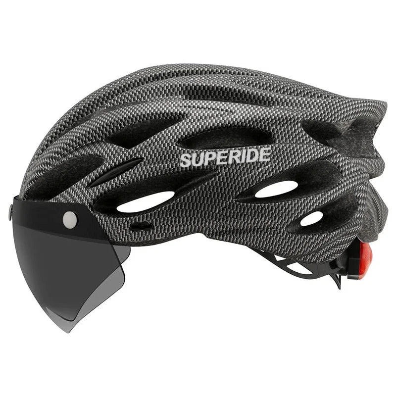 SUPERIDE Men Women Cycling Helmet with Rearlight Sports MTB Bicycle Helmet Road Bike Mountain Bike Helmet with Goggles & Visor-EXPROTAS