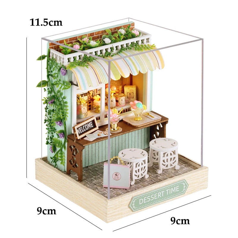 DIY Wooden Dollhouse Christmas Lodge Miniatures with LED Lights Assembly Model Gift - EXPROTAS