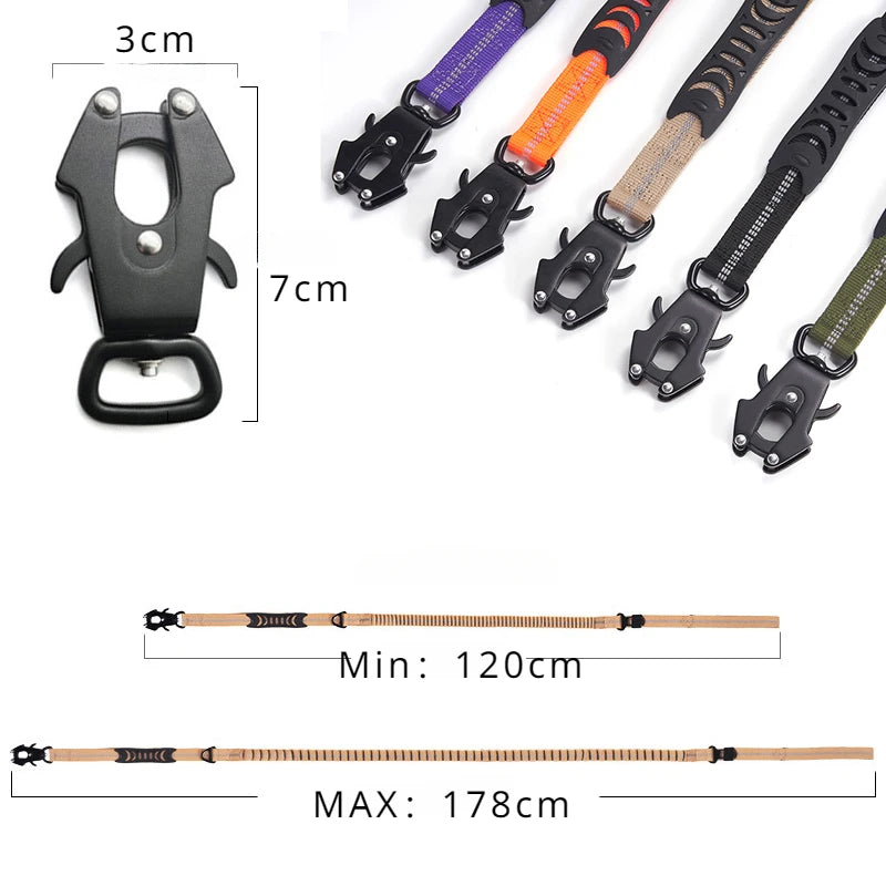 Heavy Duty Reflective Bungee Dog Leash with Car Seatbelt for Large Dogs