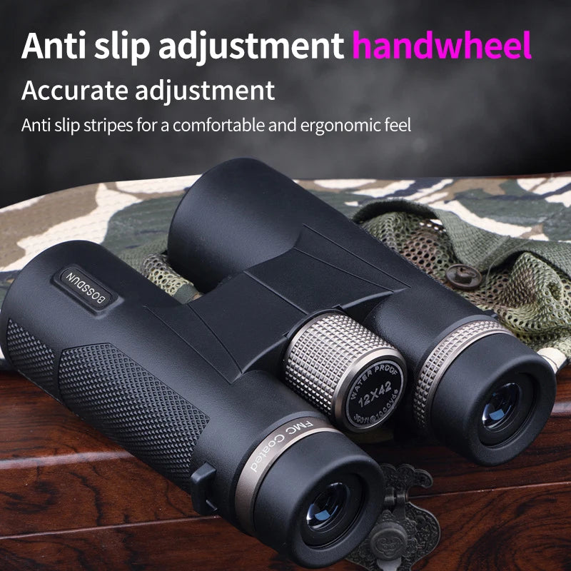 12x42 Ed Lens Binoculars Waterproof HD Prism for Hunting Travel Outdoor