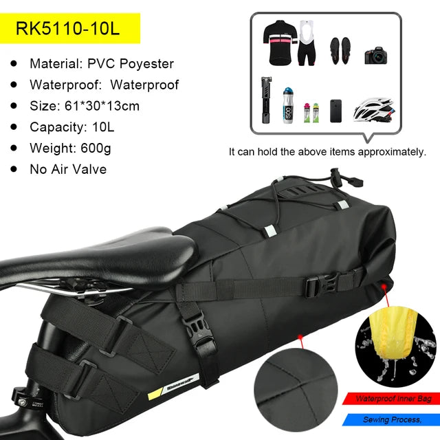 Rhinowalk Waterproof Bicycle Rear Saddle Pannier Tail Bag Large Capacity Foldable
