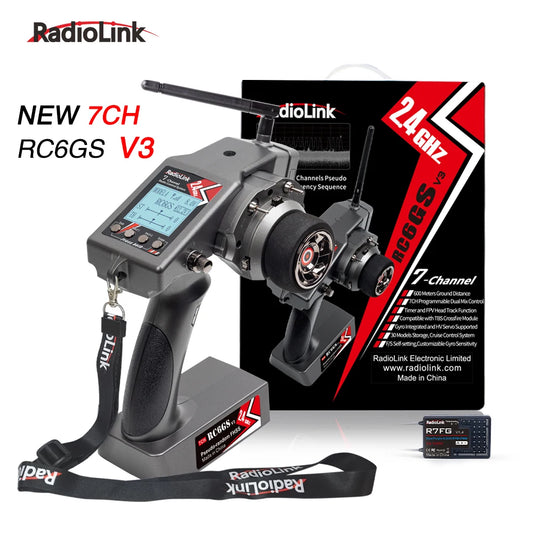 Radiolink RC6GS V3 2.4G 7 Channel Radio Transmitter with R7FG Receiver Gyro Telemetry Included Remote Controller for RC Car Boat-EXPROTAS