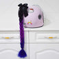 Motorcycle Helmet Braids Wig for Women Ponytail Hair Curly Pigtail Decor