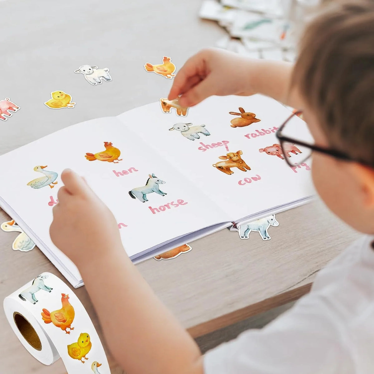 100-500pcs Cartoon Farm Zoo Animals Stickers Decoration DIY Reward Scrapbook