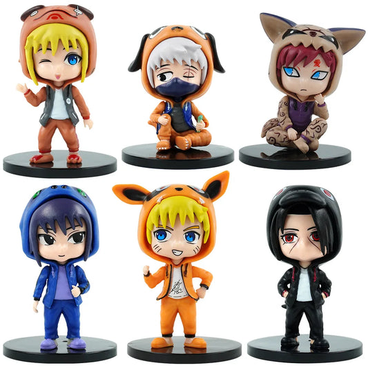 6pcs Naruto Figure Set Kakashi Gaara Itachi Anime Action Figures with Cloth