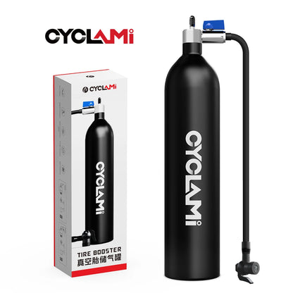 CYCLAMI Aluminum Alloy 1.2L MTB Road Inflator Tyre Air bottle Tire Booster With Valve Gas Cylinder For Bike Vacuum Tubeless Tire-EXPROTAS