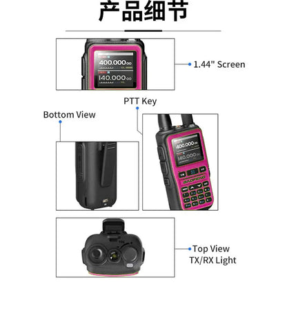 2 Pack Baofeng Walkie Talkie Mini Dual Band Radio 5W Bluetooth Type-C