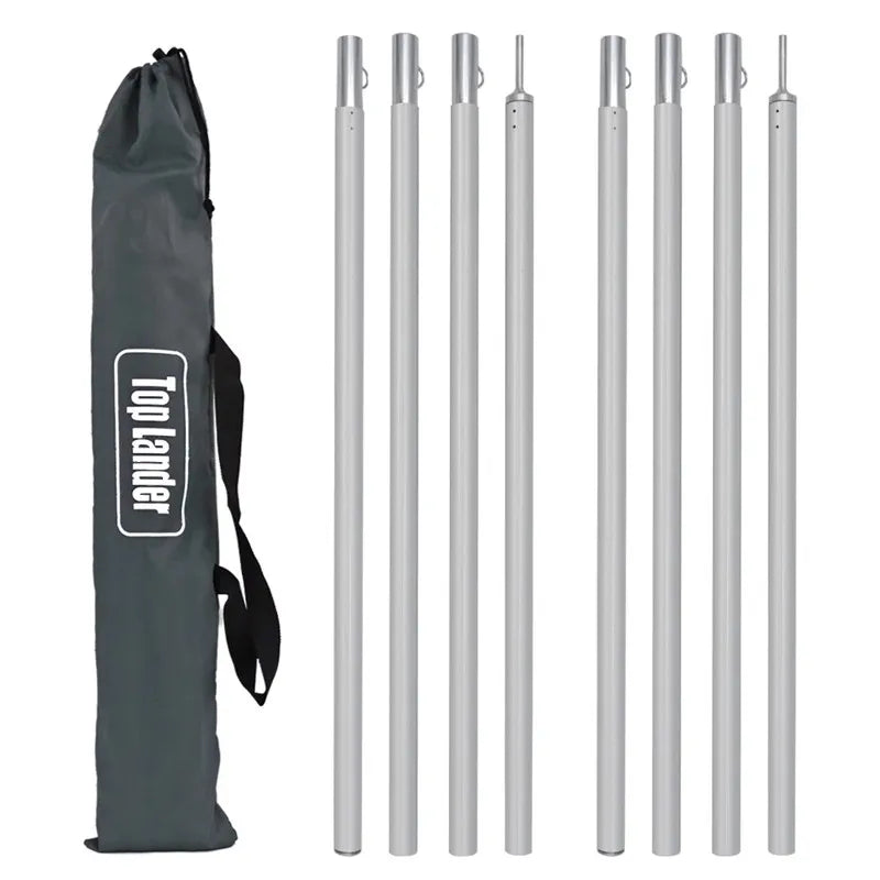 2M Adjustable Tarp Poles Aluminum Tent Awning Camping Canopy Support Rods