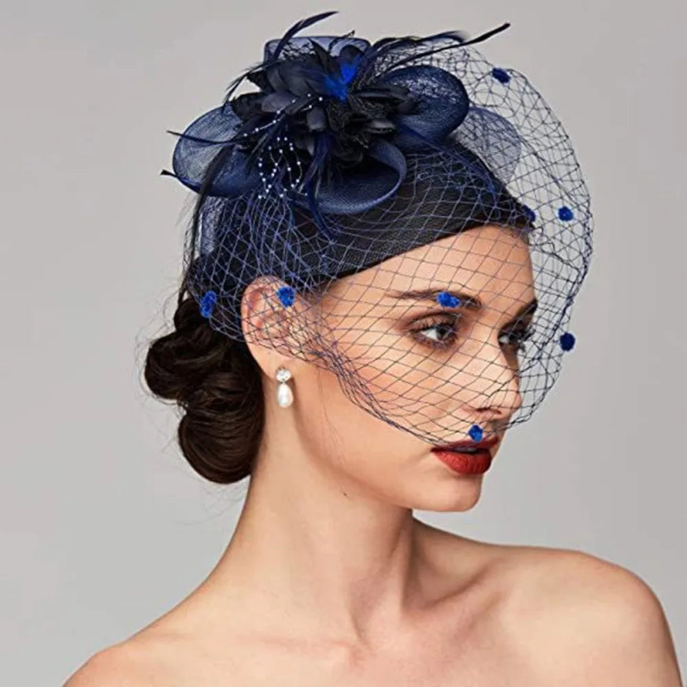 Flowers Feather Mesh Headwear Hat Party Accessory 1pc 27cm Multi Colour