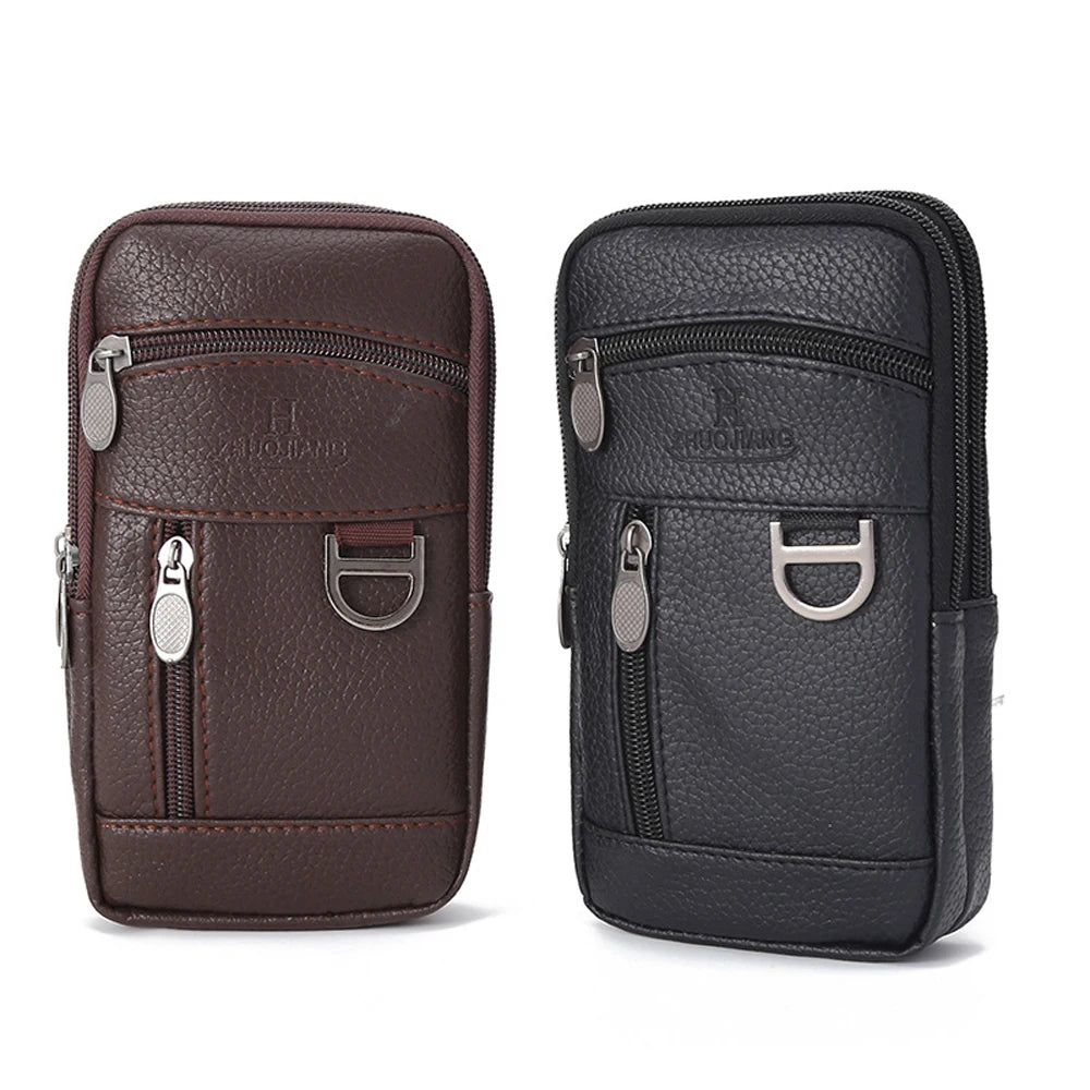 Men's Mobile Phone Bag Waist Pouch Leather Outdoor Belt Case