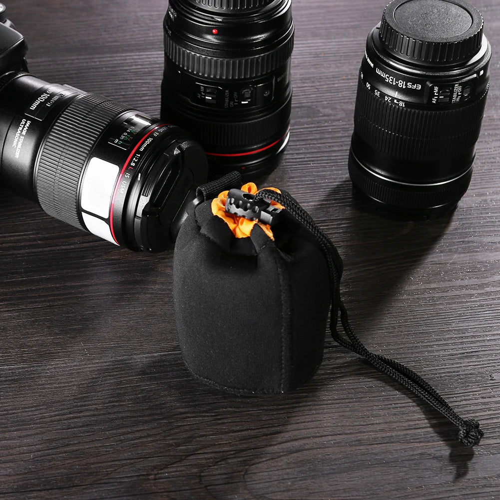 Camera Lens Pouch Bag Neoprene Waterproof Soft Case For Canon Sony DSLR Lenses