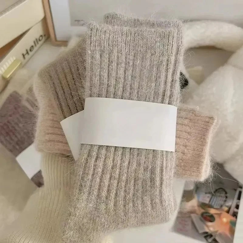 Winter Cashmere Wool Socks Women Thick Thermal Long Warm Boot Sox
