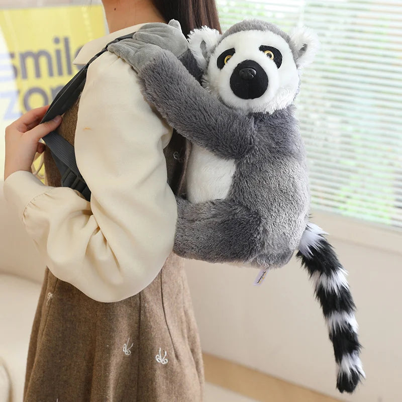 1Pc 40CM Animal Shoulders Bag Plush Toy Backpack Cute Sloth Lemur Elephant
